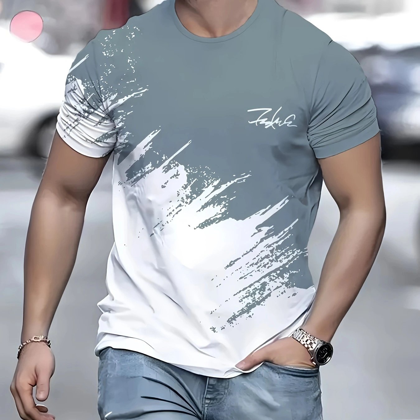 Summer Vintage Men Geometric T-Shirts Retro Printed T Shirts Short Sleeve Tshirts Harajuku Gradual Change Tees
