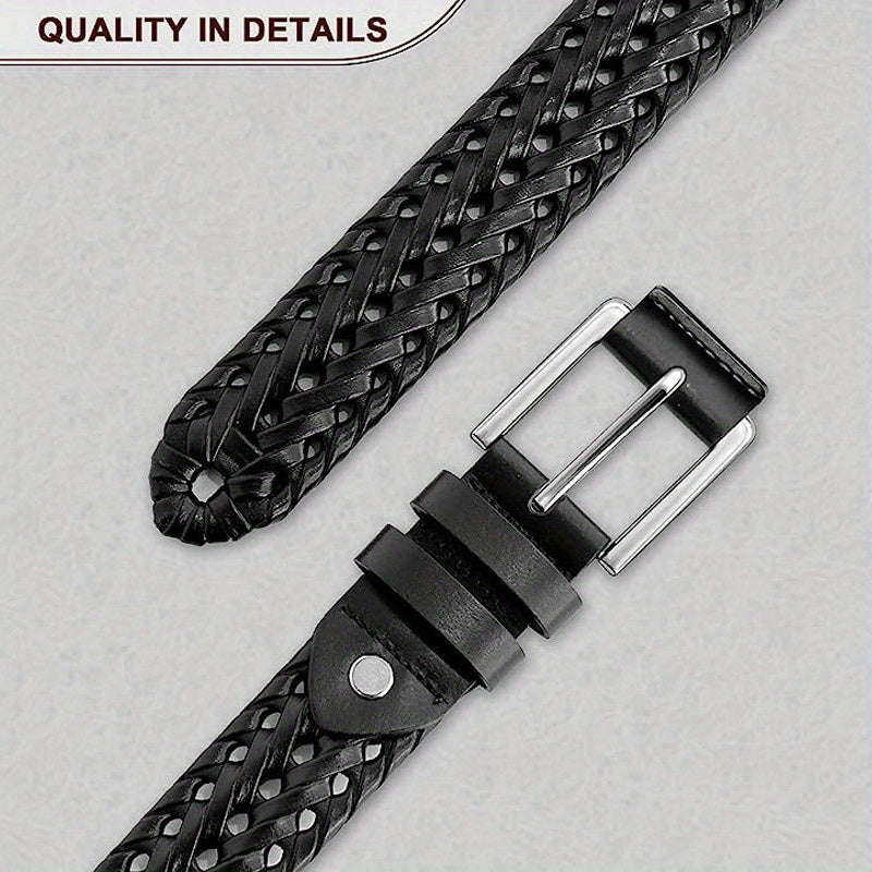 Men's Casual Sports Hollow Woven Belt Leather Pants Jeans Belt, Ideal choice for Gifts