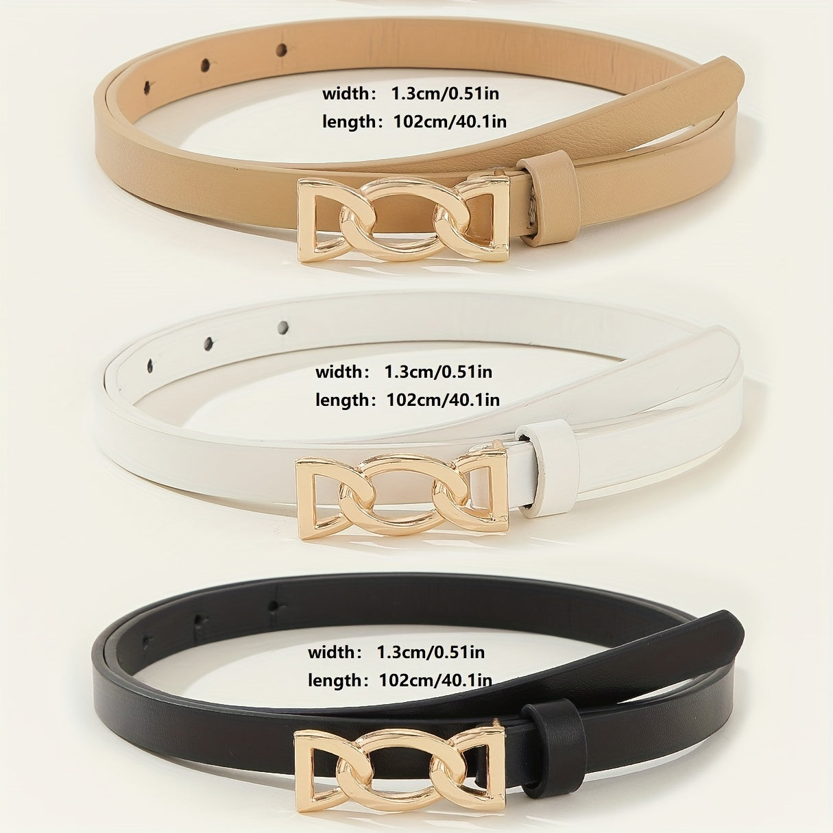 4pcs PU Leather Belts For Women Skinny Waist Belts With Metal Buckle Solid Color Simple Pin Buckle Thin Belt For Pants Jeans Dresses