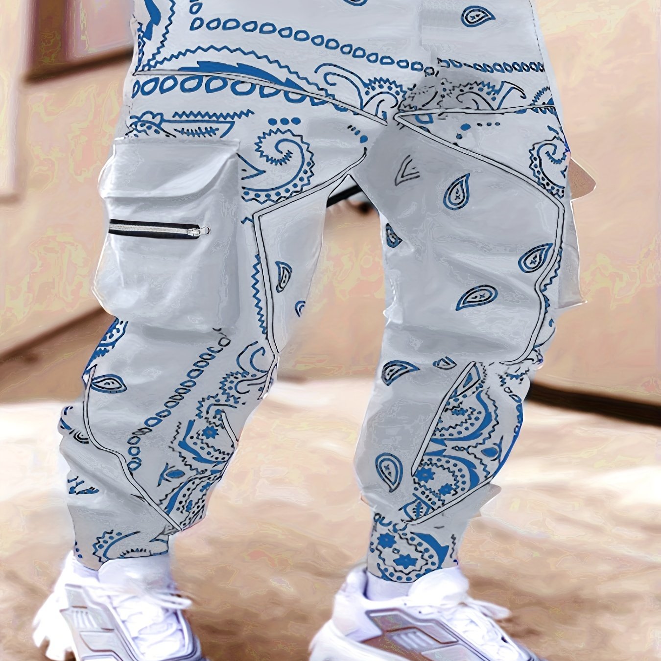 Multi Pocket Loose Fit Cargo Pants, Men's Casual Street Style Joggers with Drawstring for Spring Summer Outdoor Activities