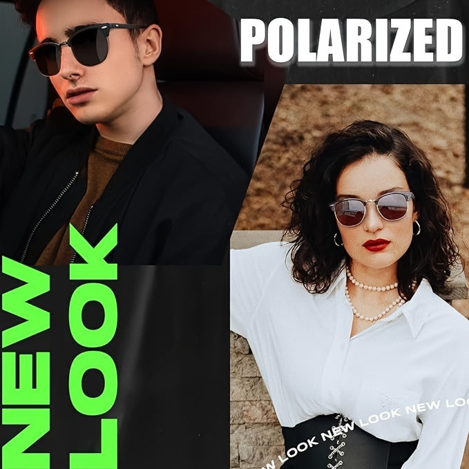 Classic Trendy Retro Eyebrow Design Polarized Sunglasses, For Men Women Outdoor Sports Party Vacation Travel Driving Fishing Supplies Photo Props, Ideal Choice For Gifts