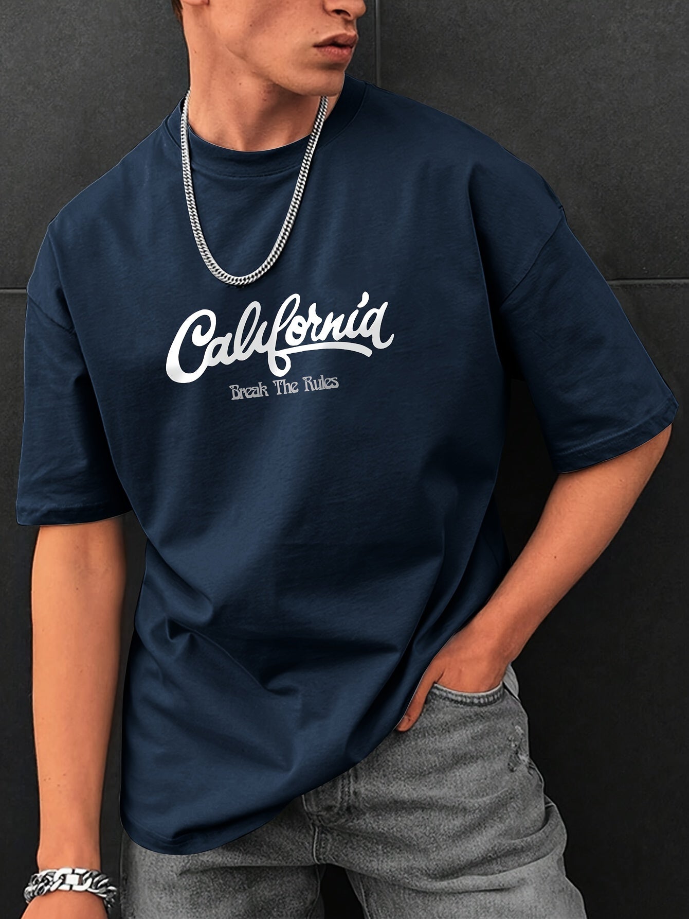 Letter Print, Men's Graphic Design Crew Neck T-shirt, Casual Comfy Tees Tshirts For Summer, Men's Clothing Tops For Daily Vacation Resorts