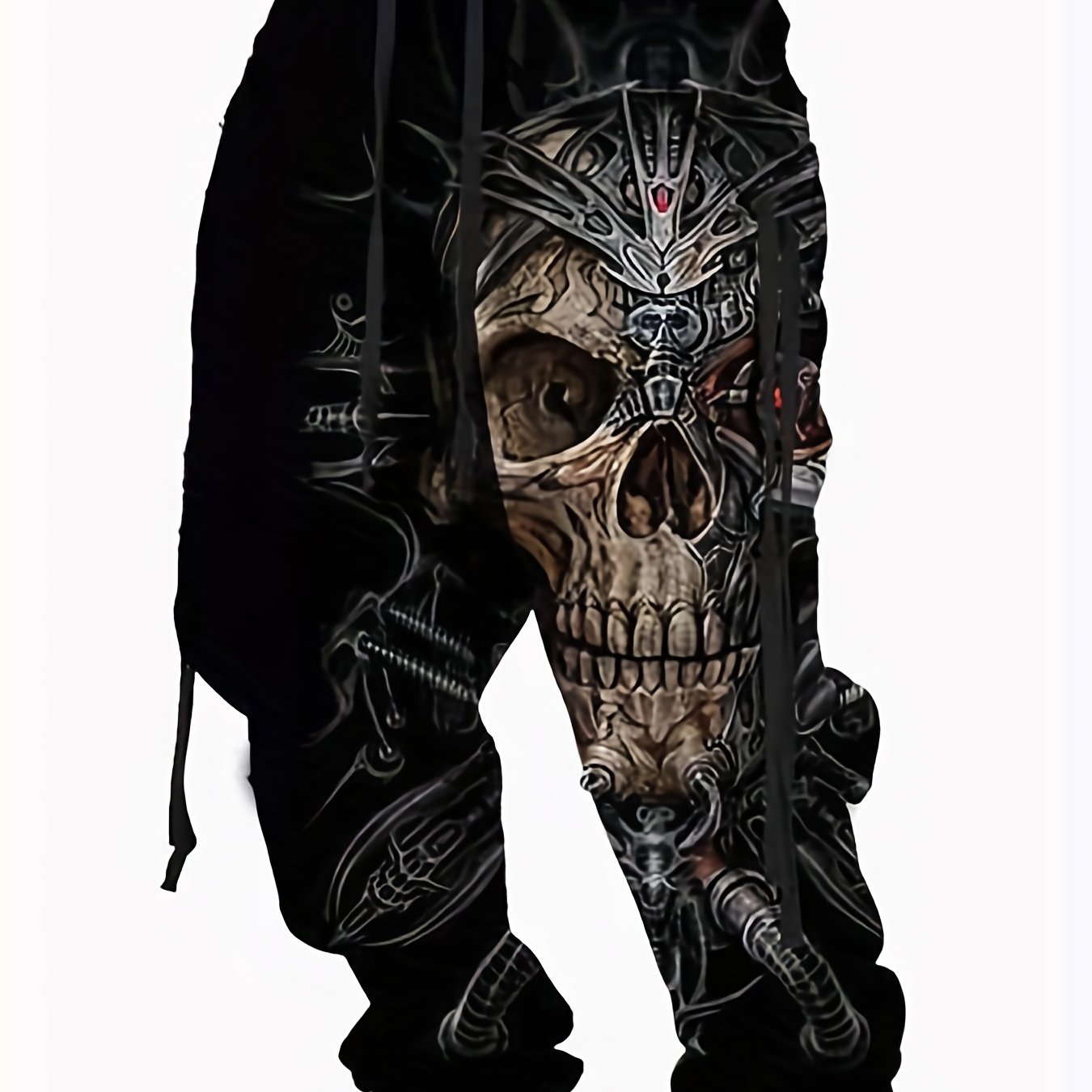 Halloween Skull Print, Men's Drawstring Sweatpants, Casual Comfy Jogger Pants, Men’s Clothing