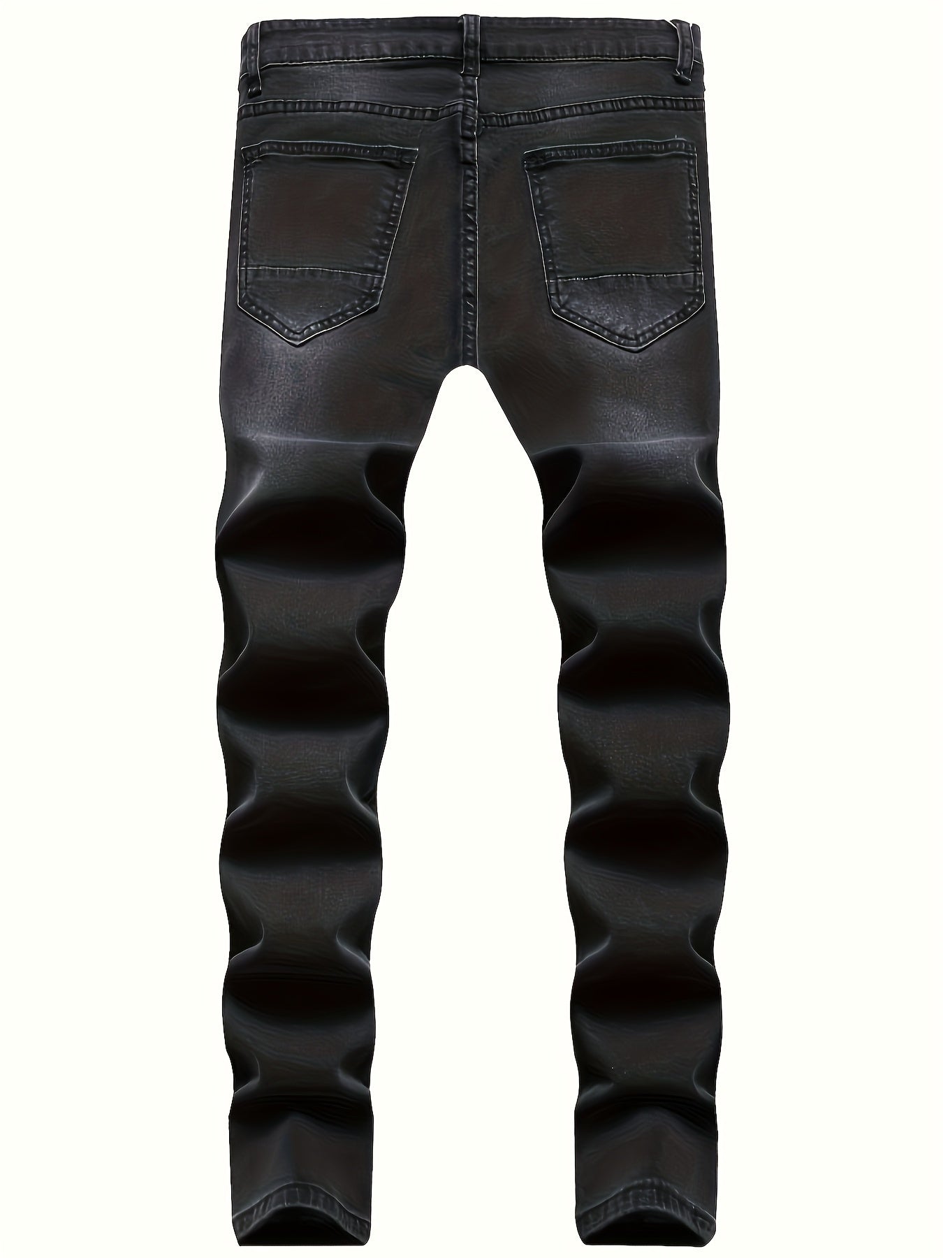 Mid Stretch Slim Fit Ripped Cotton Jeans, Men's Casual Street Style Distressed Denim Pants For Spring Summer