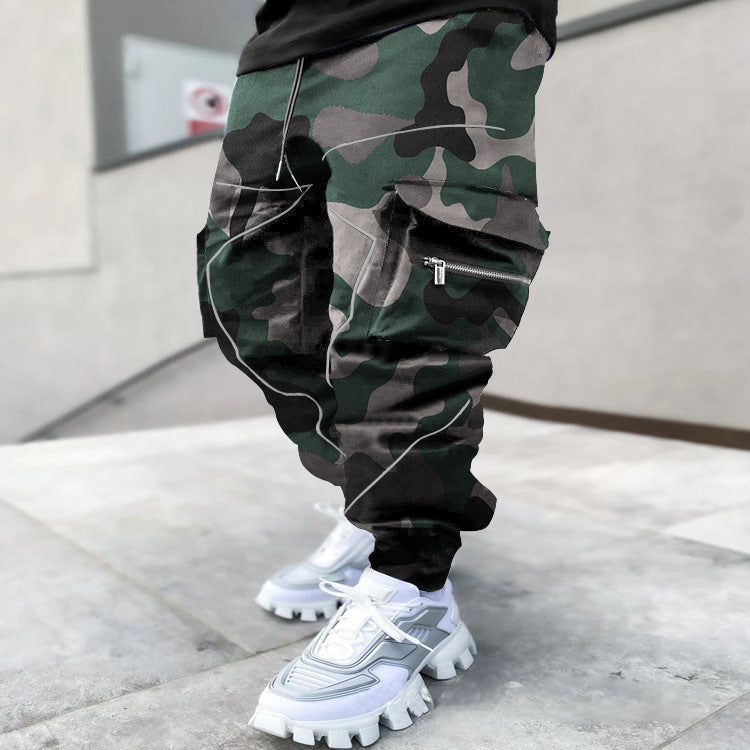 Multi Pocket Loose Fit Cargo Pants, Men's Casual Street Style Joggers with Drawstring for Spring Summer Outdoor Activities