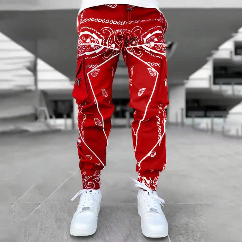 Multi Pocket Loose Fit Cargo Pants, Men's Casual Street Style Joggers with Drawstring for Spring Summer Outdoor Activities
