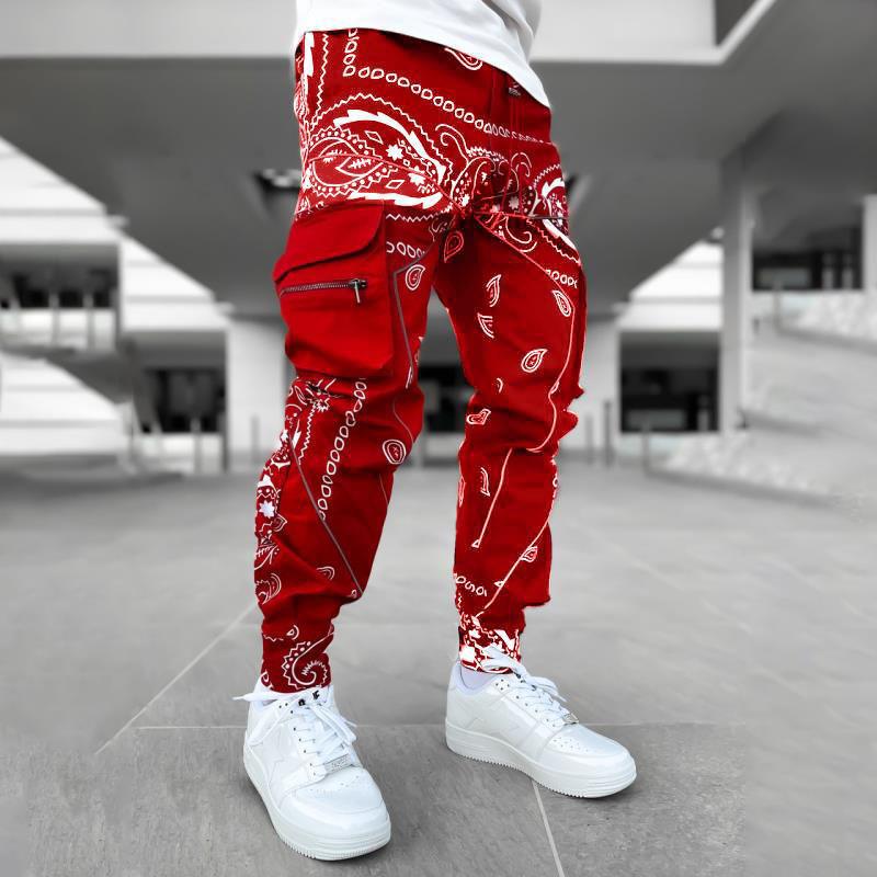 Multi Pocket Loose Fit Cargo Pants, Men's Casual Street Style Joggers with Drawstring for Spring Summer Outdoor Activities