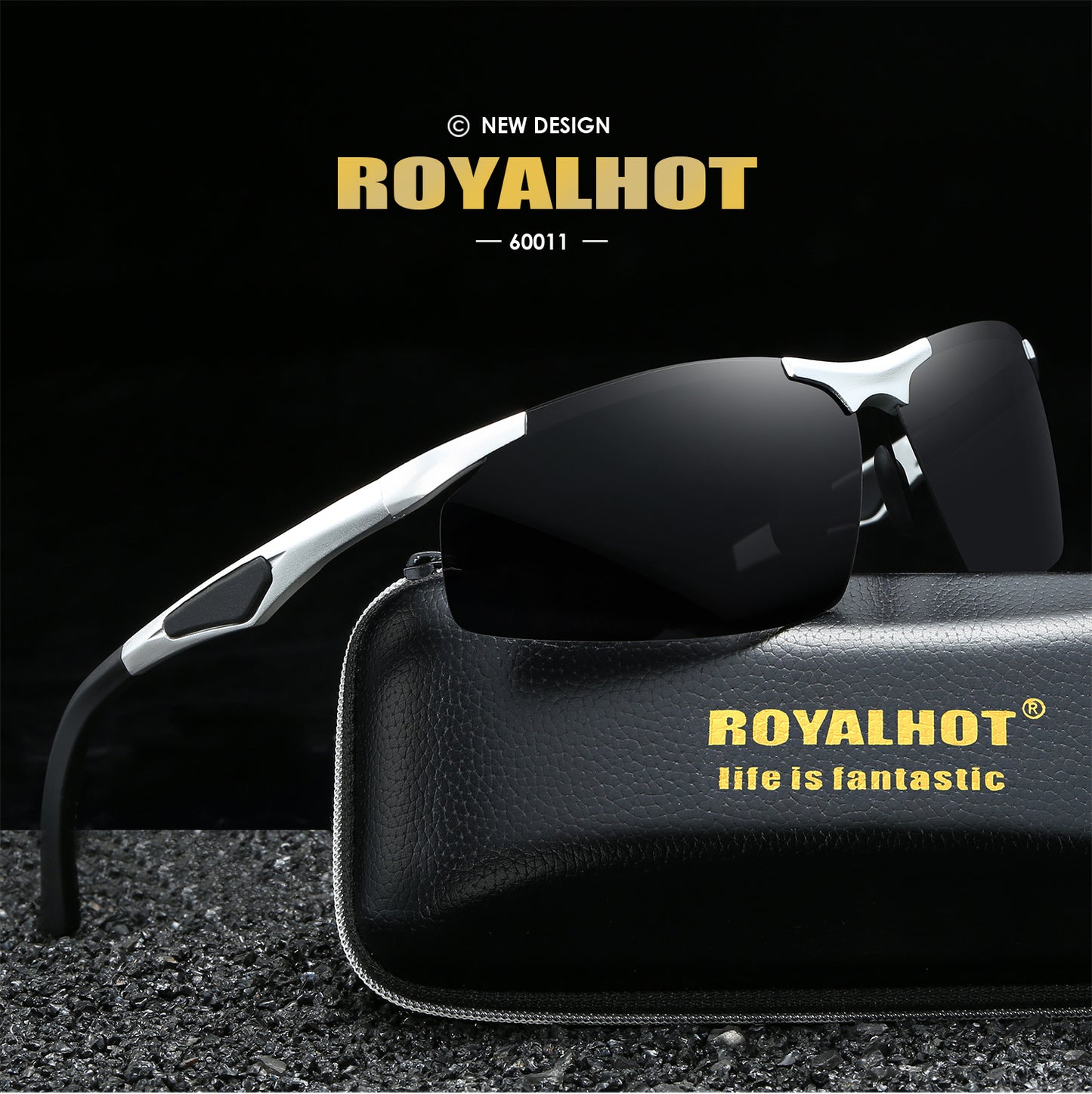 RoyalHot, Aluminum Magnesium Frame Polarized Square Sunglasses, For Men Women Outdoor Sports Party Vacation Travel Driving Fishing Cycling Supplies Photo Props