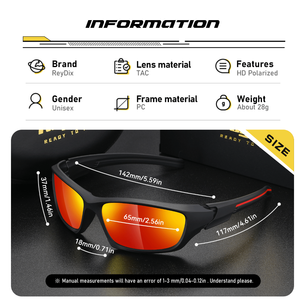 ReyDix Men's Sports Polarized Sunglasses, Unisex Outdoor Cycling Sunglasses