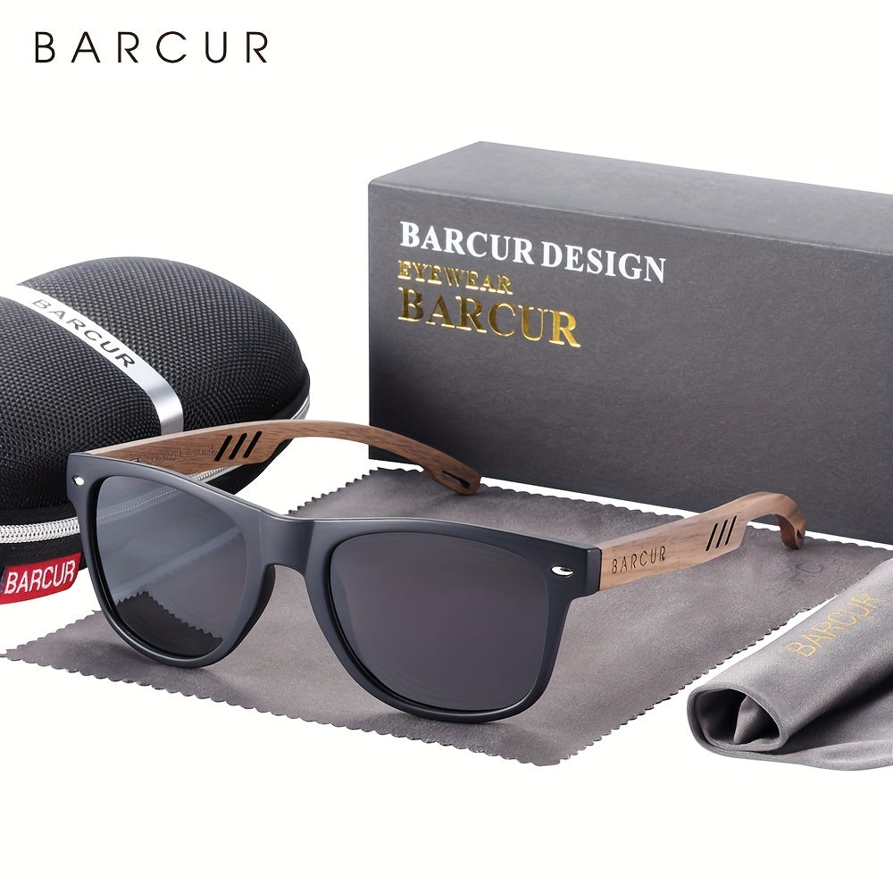 BARCUR, Classic Cool Wooden Temples Sunglasses, UV400 Polarized Sunglasses, For Men Women Holiday Outdoor Beach Vacation Travel Decors