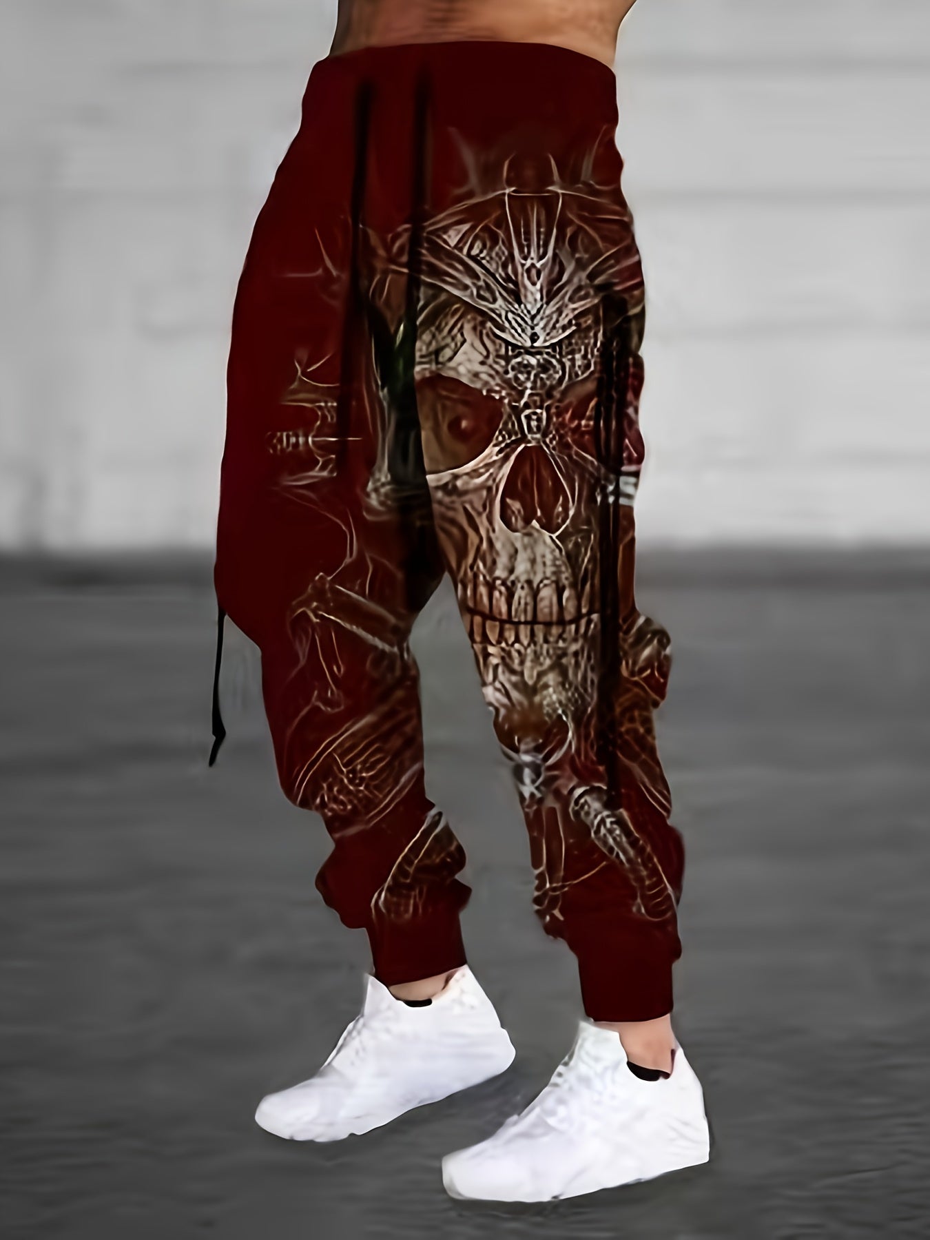 Halloween Skull Print, Men's Drawstring Sweatpants, Casual Comfy Jogger Pants, Men’s Clothing