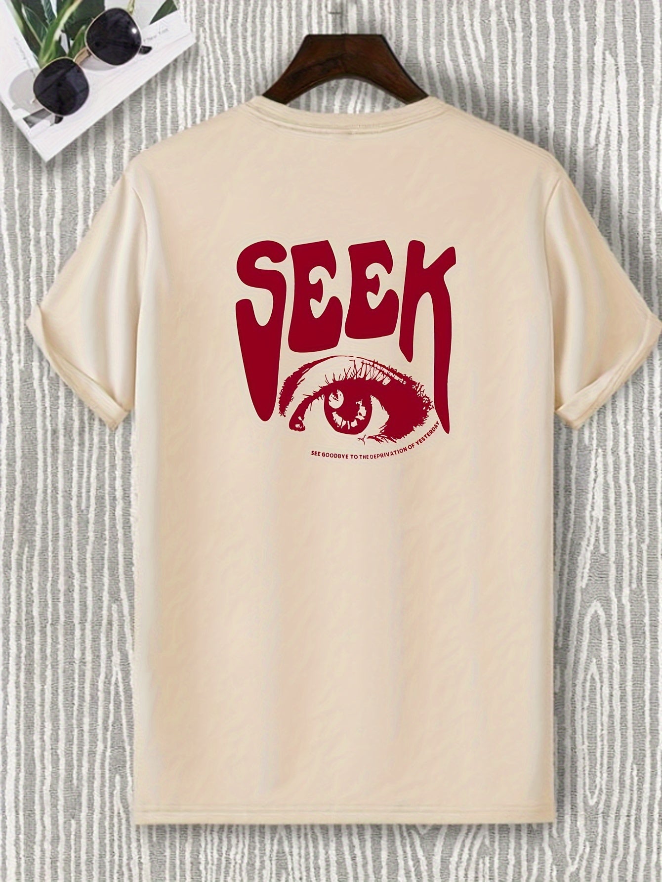 Eye Print, Men's Graphic Design Crew Neck Active T-shirt, Casual Comfy Tees Tshirts For Summer, Men's Clothing Tops For Daily Gym Workout Running