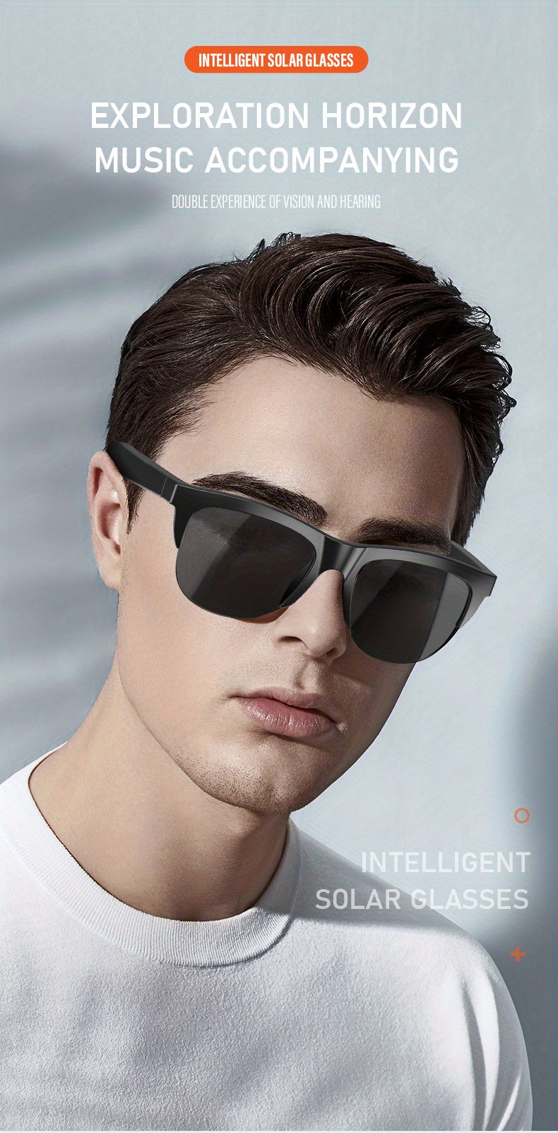 Wireless Smart Sunglasses with Dual Stereo Speakers and HD Mic for Outdoor Sports and Driving