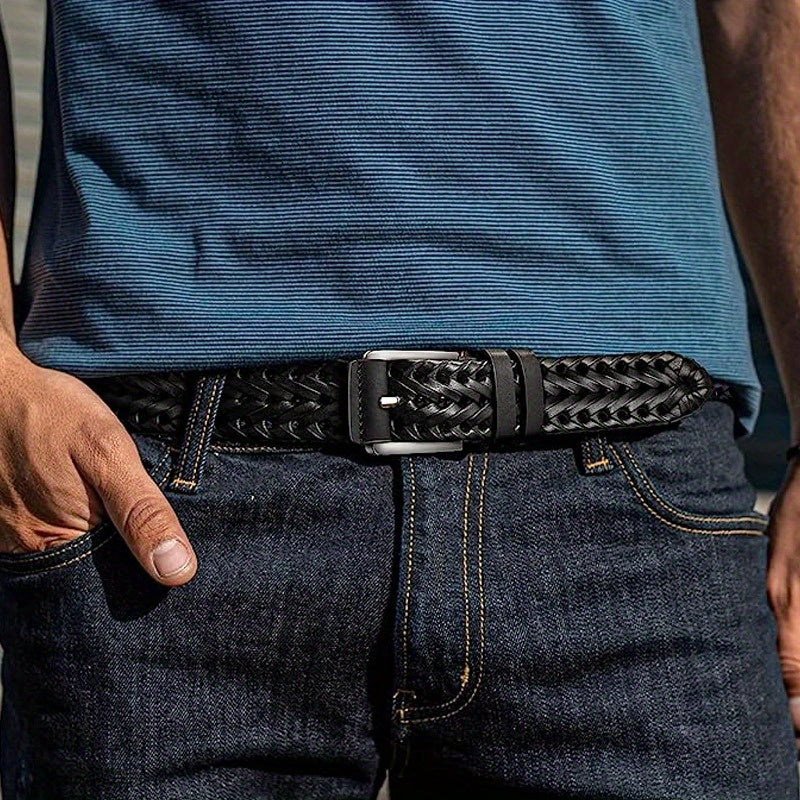 Men's Casual Sports Hollow Woven Belt Leather Pants Jeans Belt, Ideal choice for Gifts