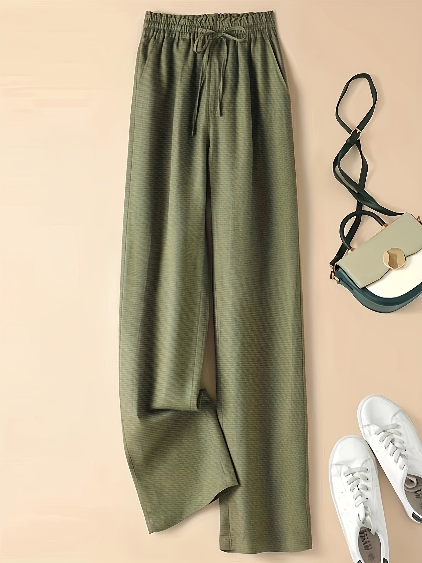 Women's Casual Wide Leg Pants with Elastic Waist for Comfortable Spring and Summer Wear