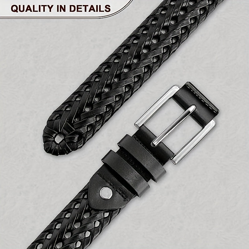 Men's Casual Sports Hollow Woven Belt Leather Pants Jeans Belt, Ideal choice for Gifts