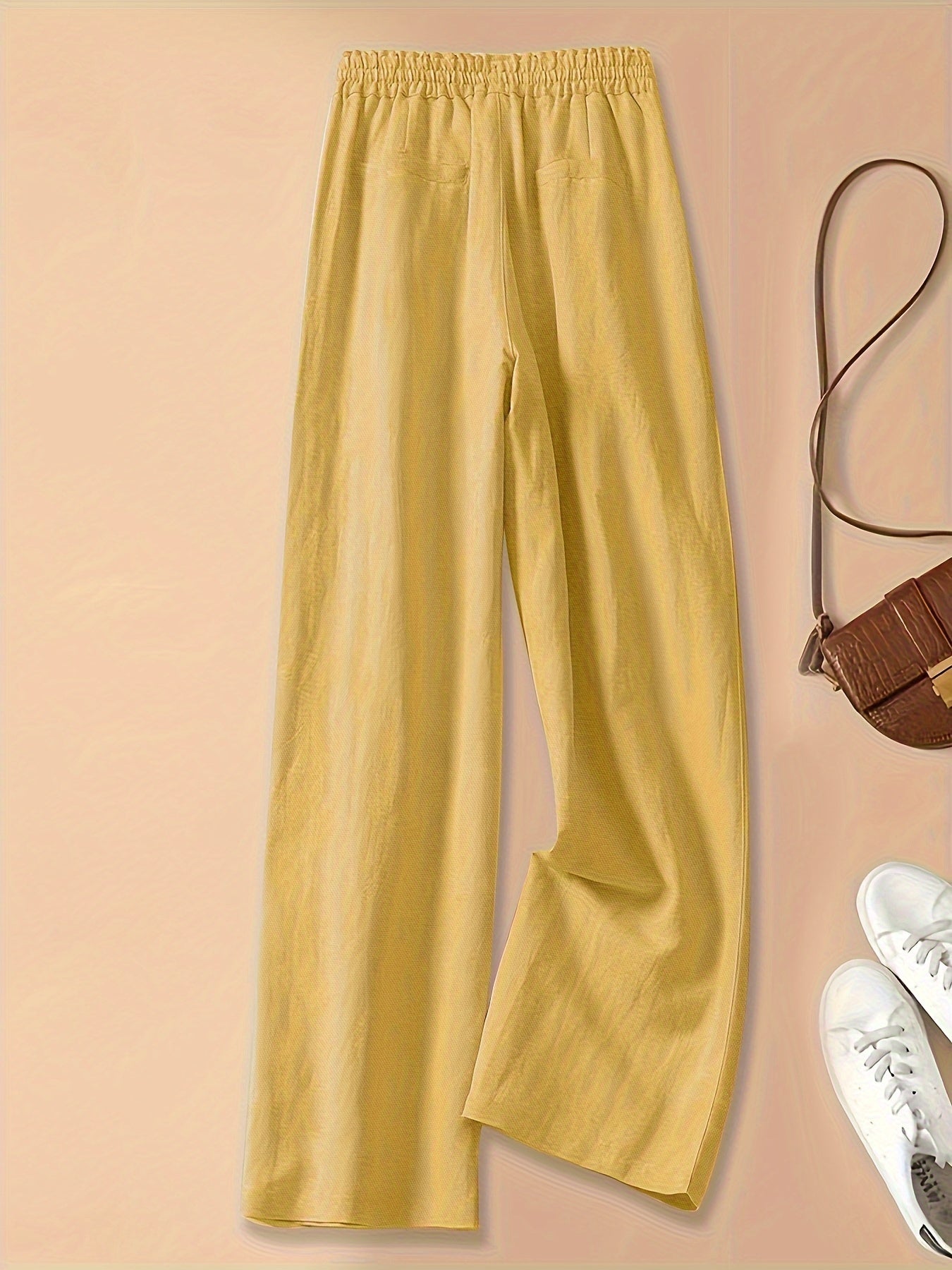 Women's Casual Wide Leg Pants with Elastic Waist for Comfortable Spring and Summer Wear