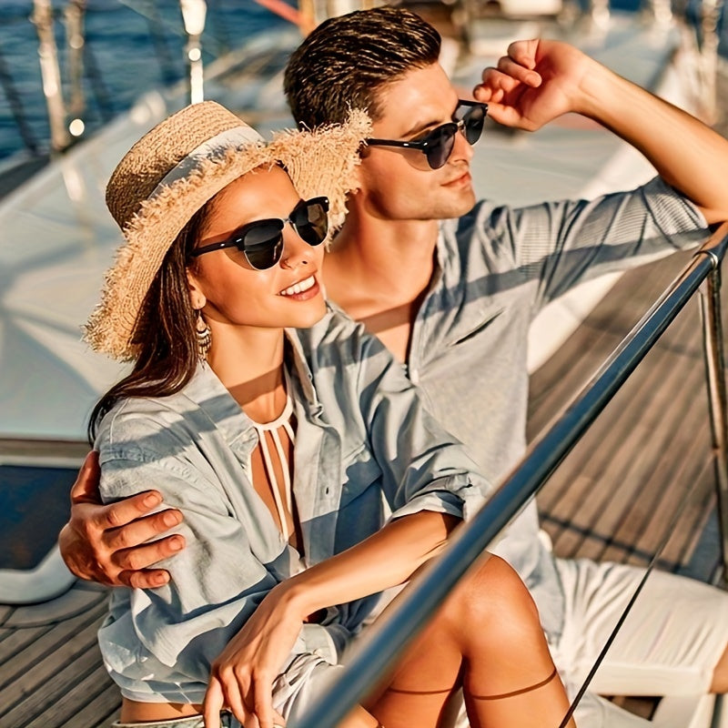 Classic Trendy Retro Eyebrow Design Polarized Sunglasses, For Men Women Outdoor Sports Party Vacation Travel Driving Fishing Supplies Photo Props, Ideal Choice For Gifts