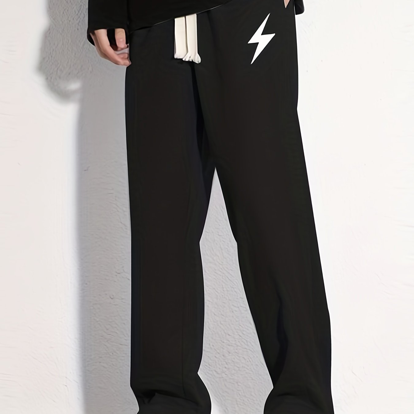 "I'm Not Rude" Cotton Sweatpants, Men's Casual Solid Color Loose Fit Slightly Stretch Drawstring Pants For Spring Summer