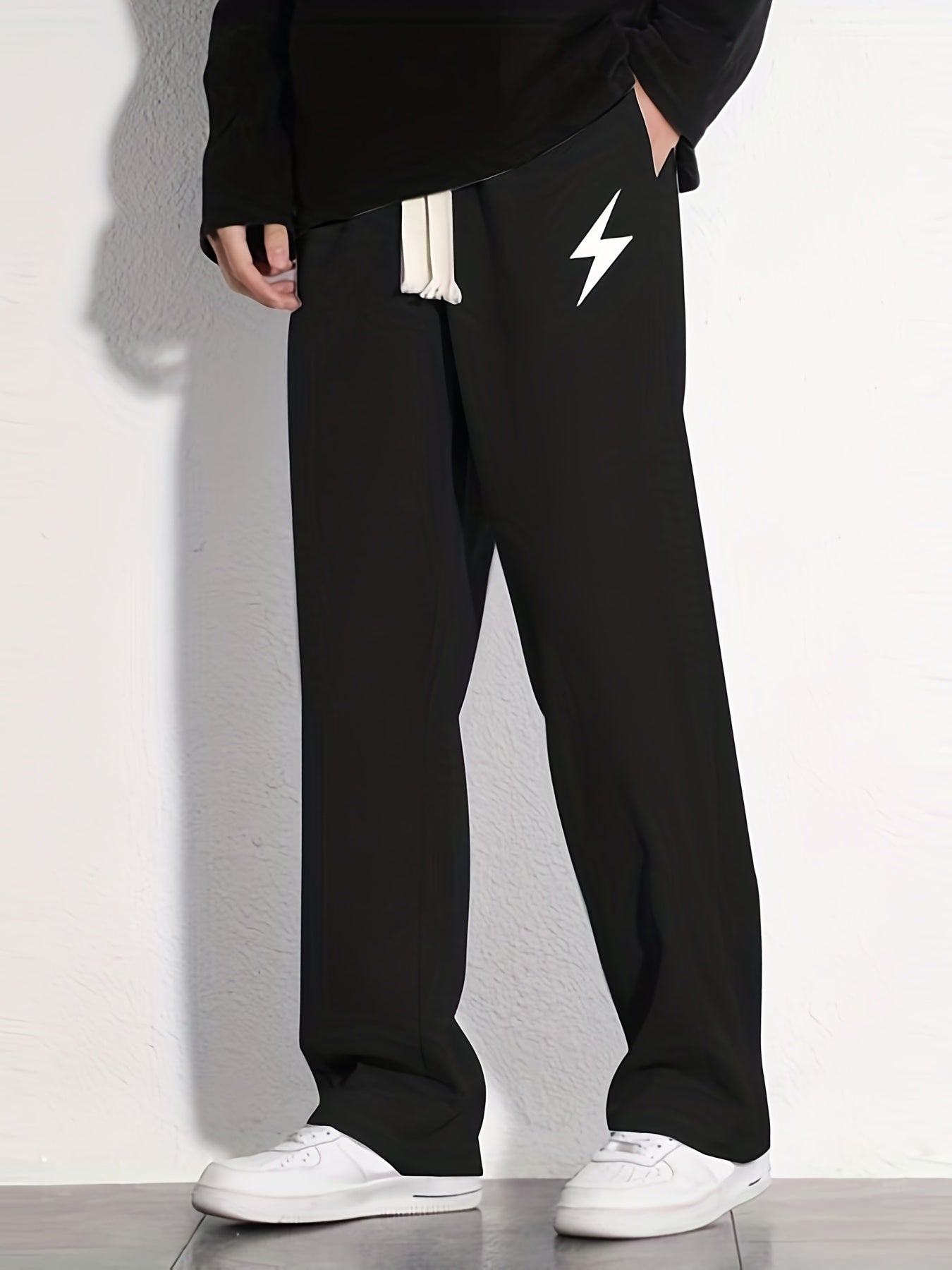 "I'm Not Rude" Cotton Sweatpants, Men's Casual Solid Color Loose Fit Slightly Stretch Drawstring Pants For Spring Summer