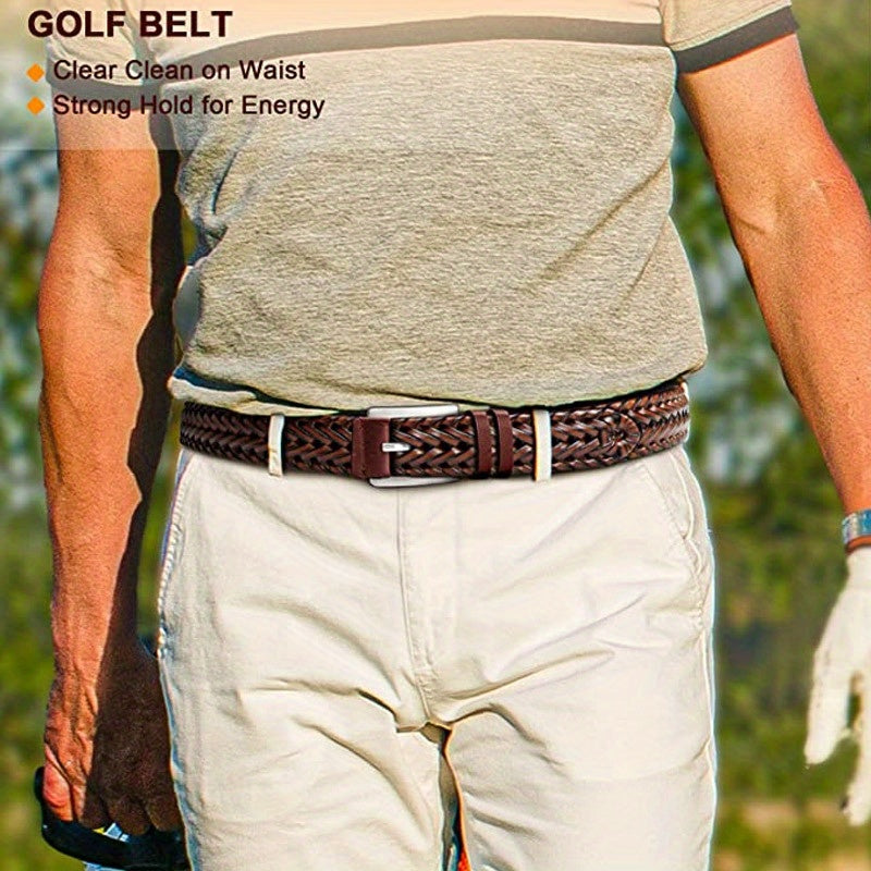 Men's Casual Sports Hollow Woven Belt Leather Pants Jeans Belt, Ideal choice for Gifts