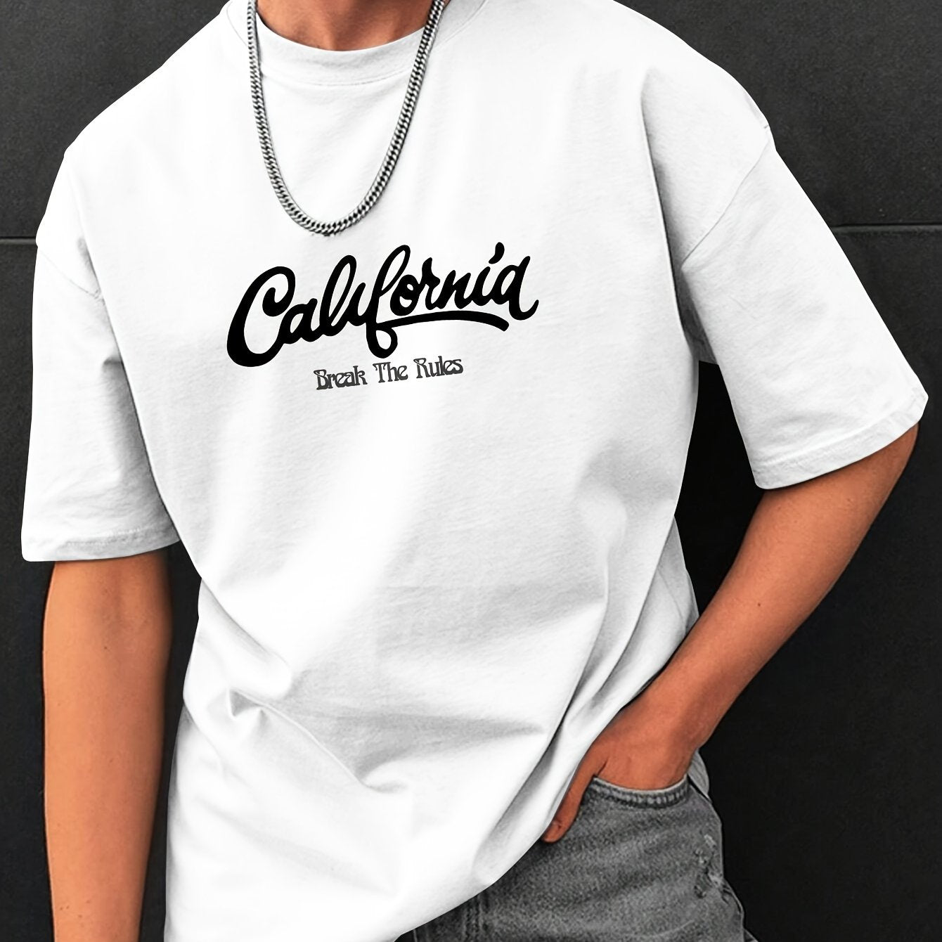 Letter Print, Men's Graphic Design Crew Neck T-shirt, Casual Comfy Tees Tshirts For Summer, Men's Clothing Tops For Daily Vacation Resorts