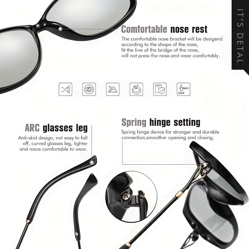 Fashion Design HD Photochromic Sunglasses For Women Polarized Glasses Driving Travel Oversized Ultralight Luxury Ladies Eyewear best gifts for Mother's Day