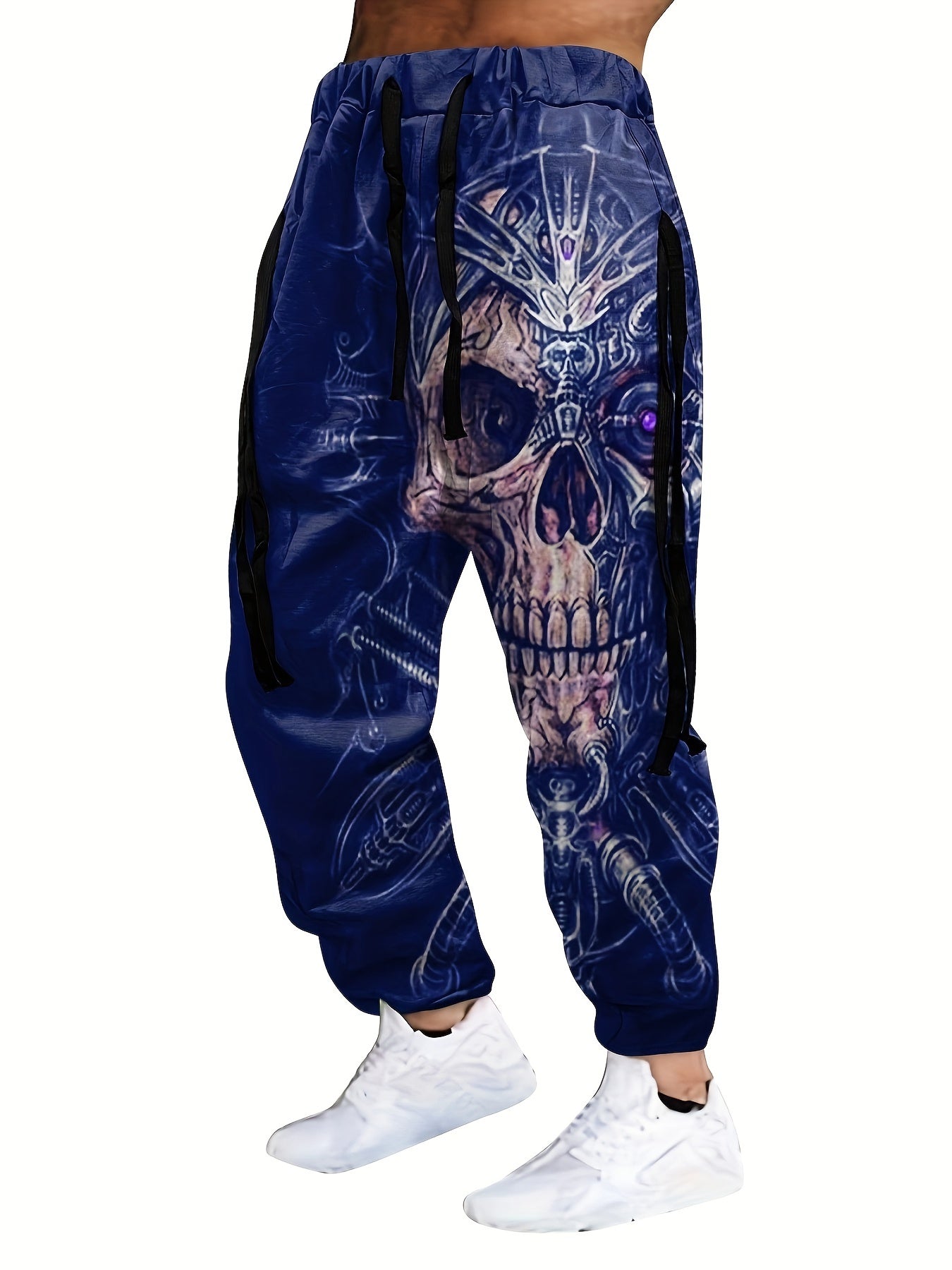 Halloween Skull Print, Men's Drawstring Sweatpants, Casual Comfy Jogger Pants, Men’s Clothing