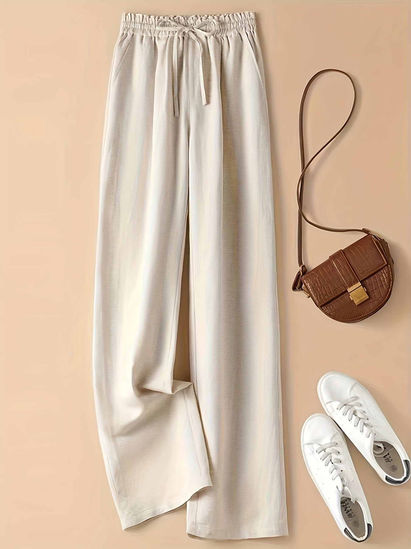 Women's Casual Wide Leg Pants with Elastic Waist for Comfortable Spring and Summer Wear