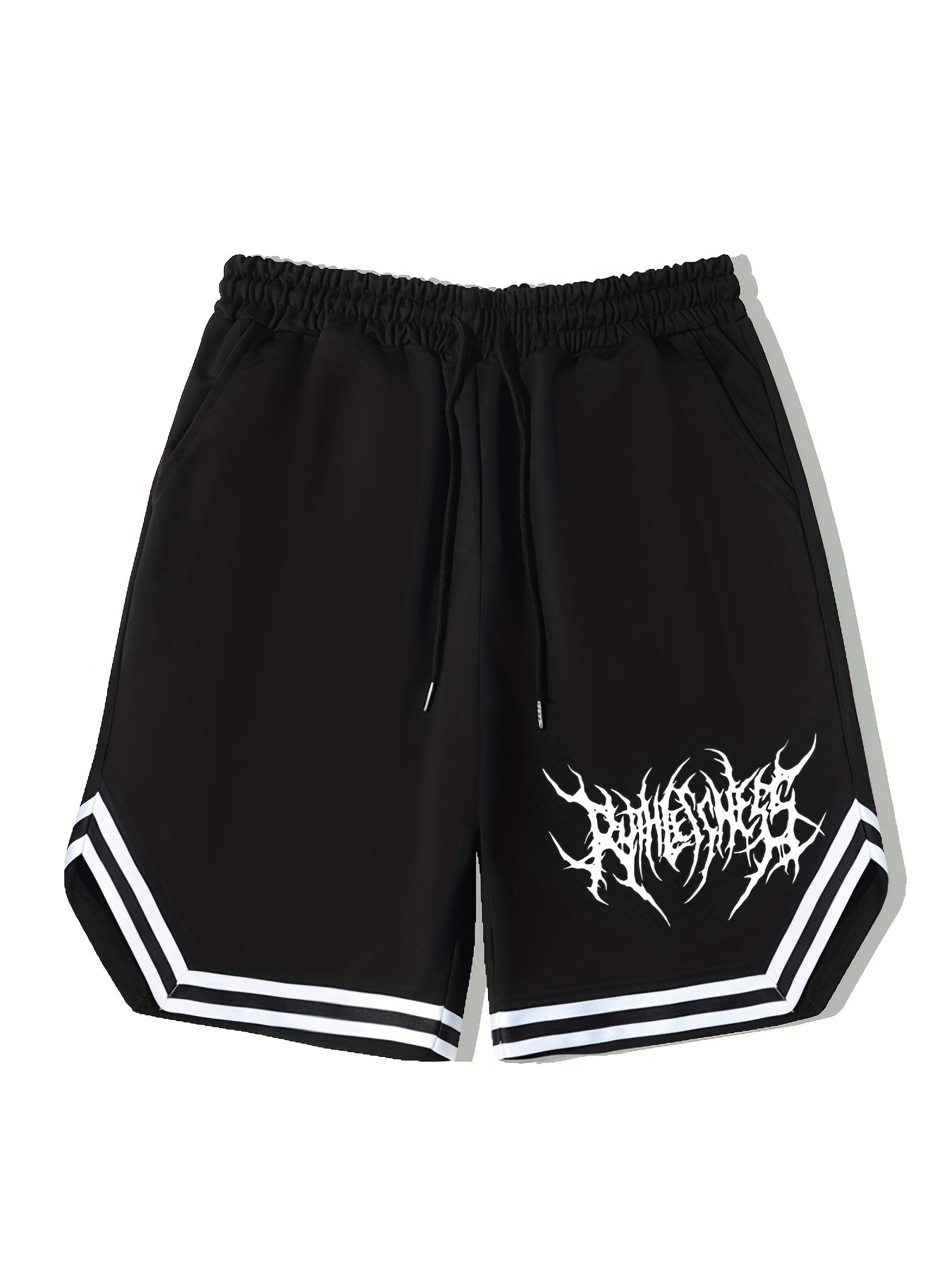Men's Streetwear Shorts, Graphic Drawstring Stretchy Short Pants For Comfort & Casual Chic Style, Summer Clothings Men's Fashion Outfits