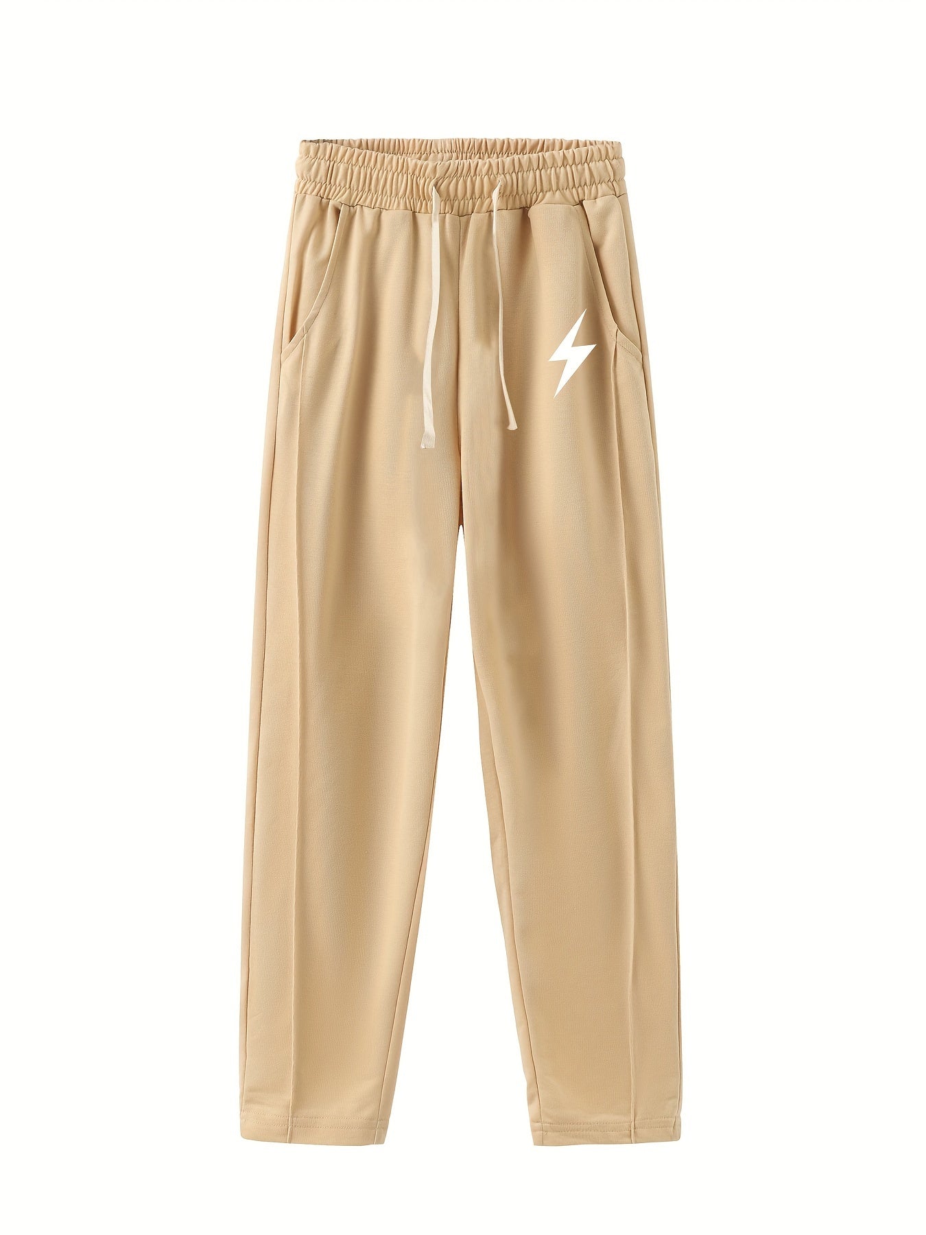 "I'm Not Rude" Cotton Sweatpants, Men's Casual Solid Color Loose Fit Slightly Stretch Drawstring Pants For Spring Summer