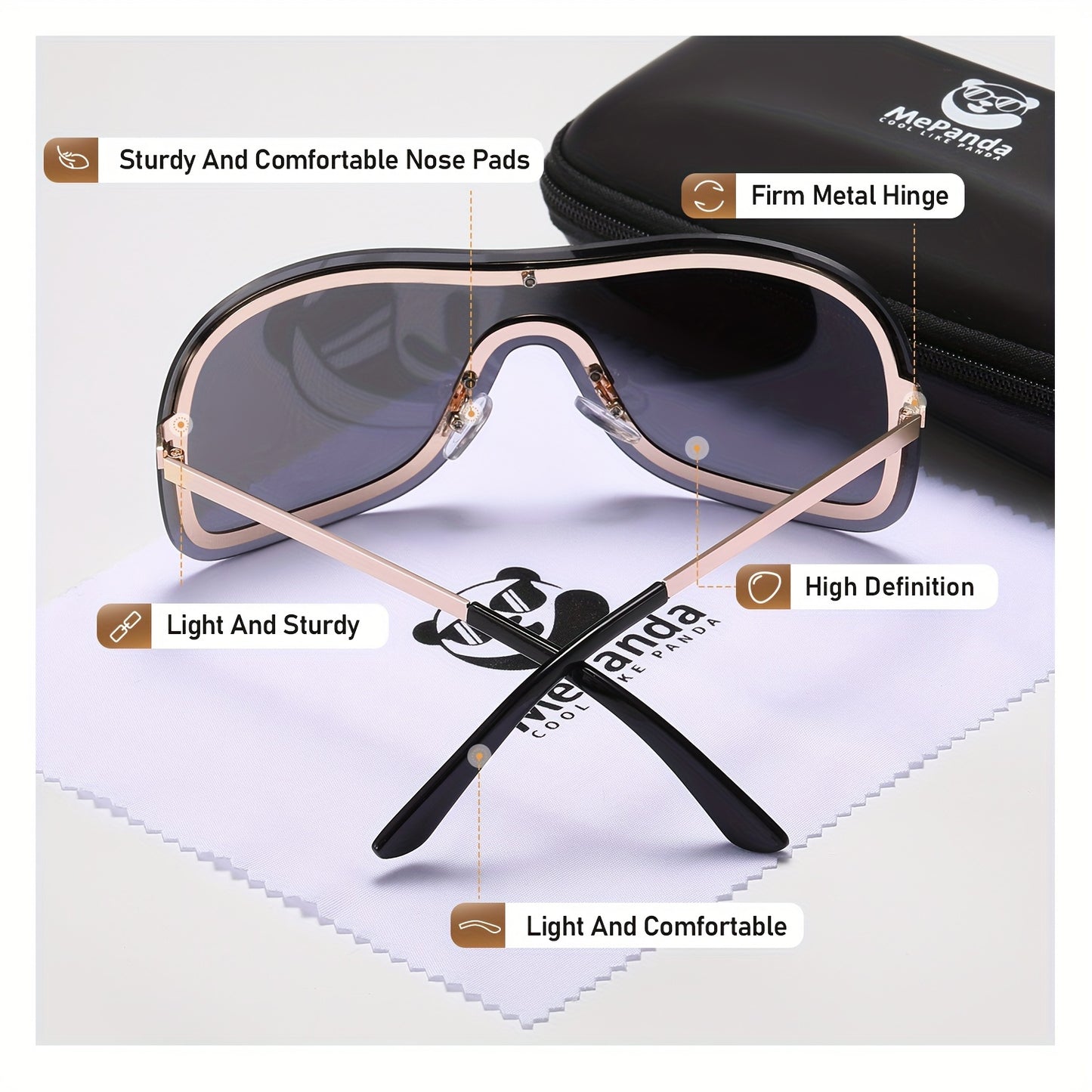 MePanda Men's All-in-One Metal Cool Sunglasses, Trendy Hip Hop Sunglasses, Ideal choice for Gifts
