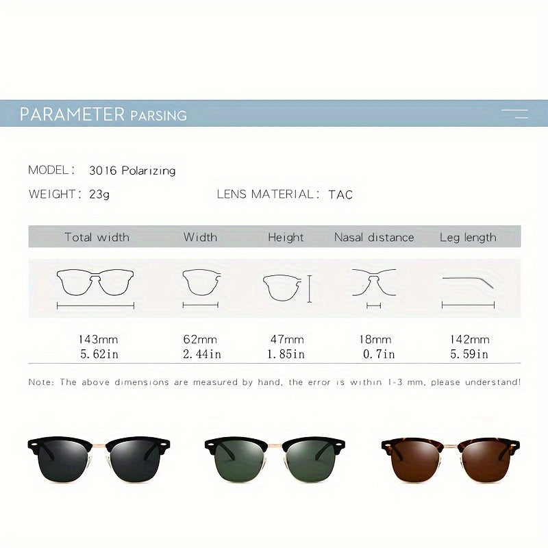 Classic Trendy Retro Eyebrow Design Polarized Sunglasses, For Men Women Outdoor Sports Party Vacation Travel Driving Fishing Supplies Photo Props, Ideal Choice For Gifts