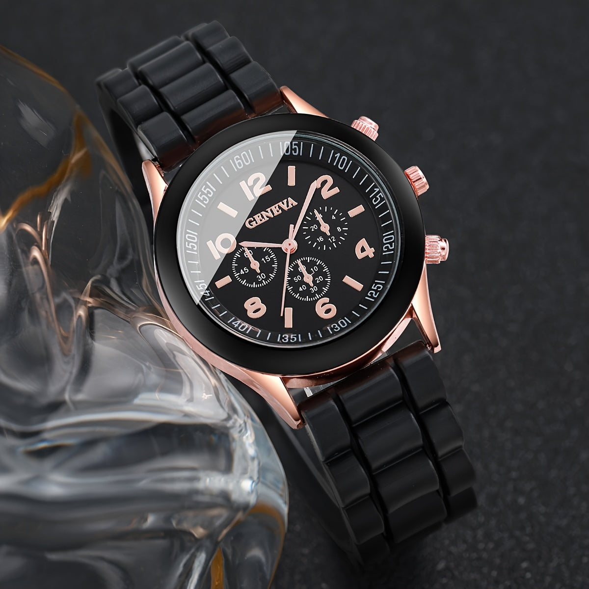 4pcs/set Casual Fashion Couples Quartz Watch Analog Silicone Wrist Watch & Heart Matching Bracelets, Valentines Gift For Him Her