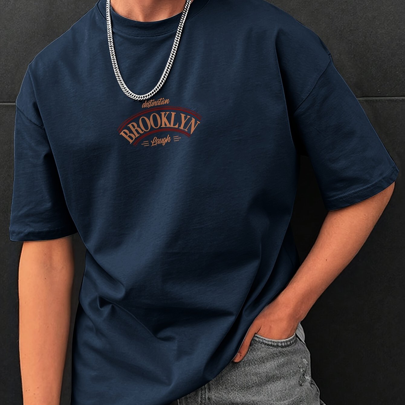 Letter Print, Men's Graphic Design Crew Neck T-shirt, Casual Comfy Tees Tshirts For Summer, Men's Clothing Tops For Daily Vacation Resorts