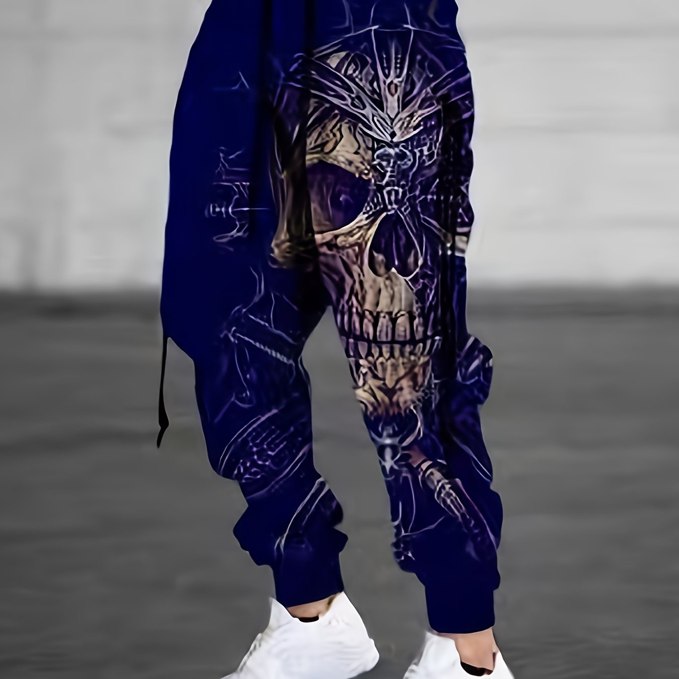 Halloween Skull Print, Men's Drawstring Sweatpants, Casual Comfy Jogger Pants, Men’s Clothing