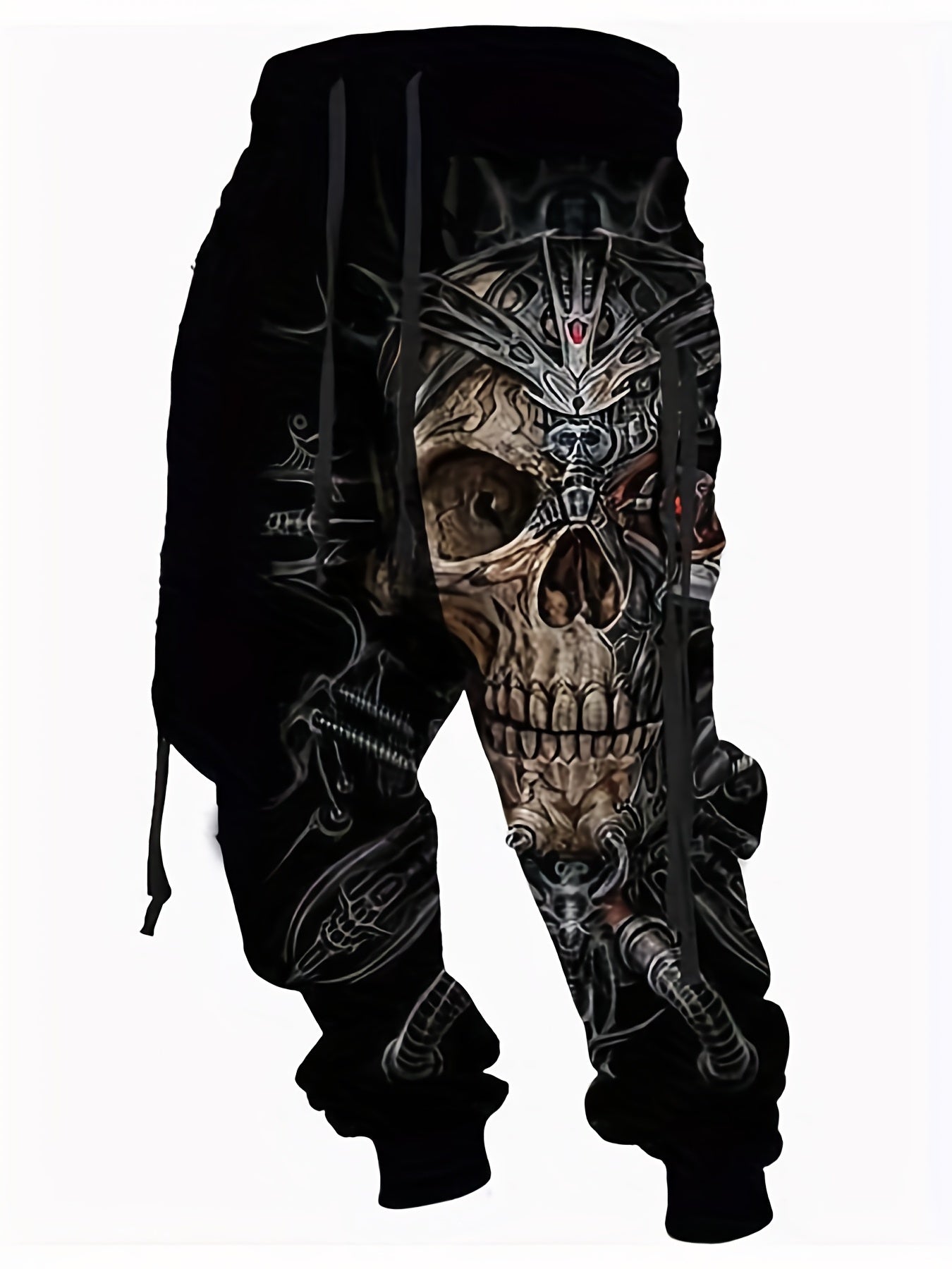 Halloween Skull Print, Men's Drawstring Sweatpants, Casual Comfy Jogger Pants, Men’s Clothing