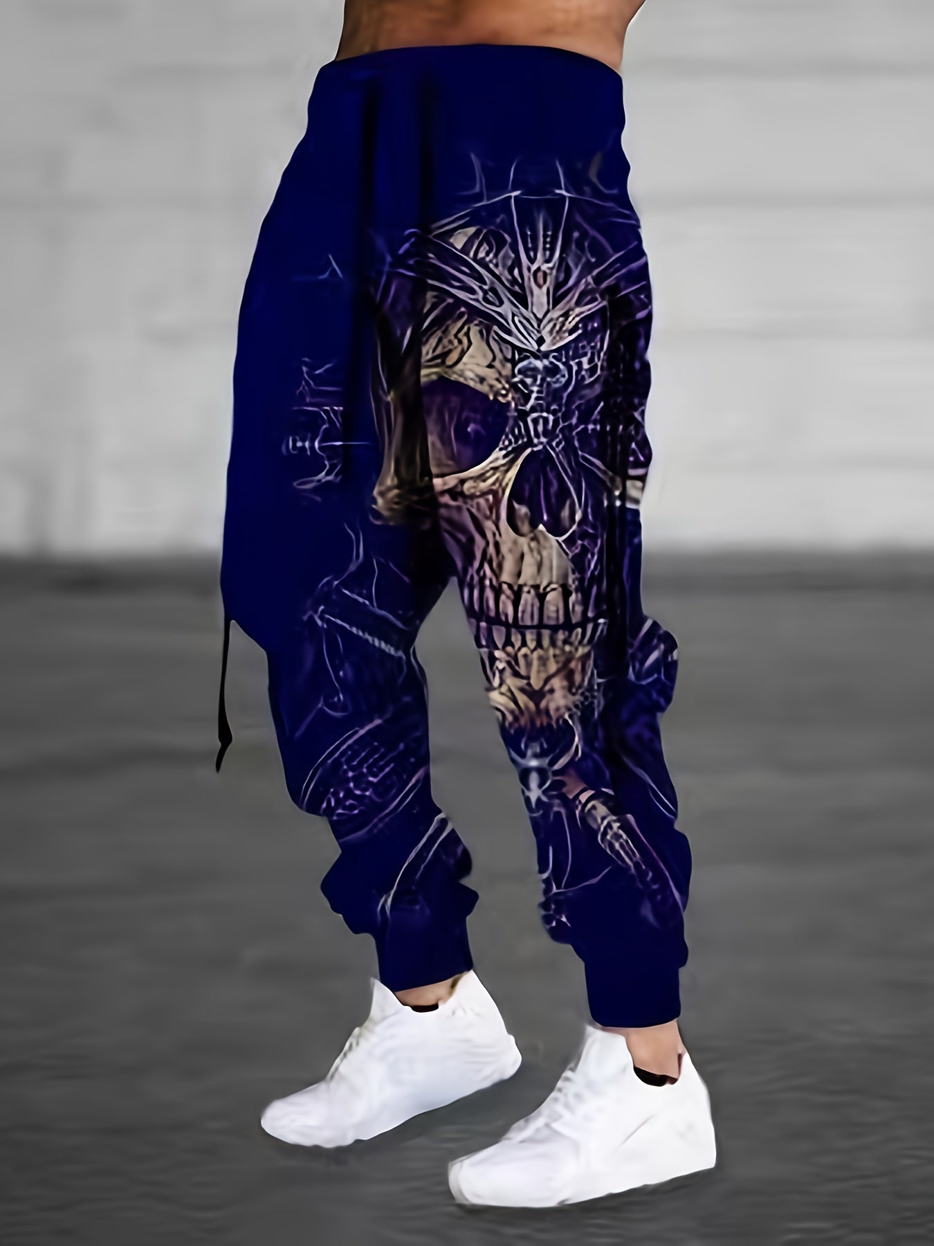 Halloween Skull Print, Men's Drawstring Sweatpants, Casual Comfy Jogger Pants, Men’s Clothing
