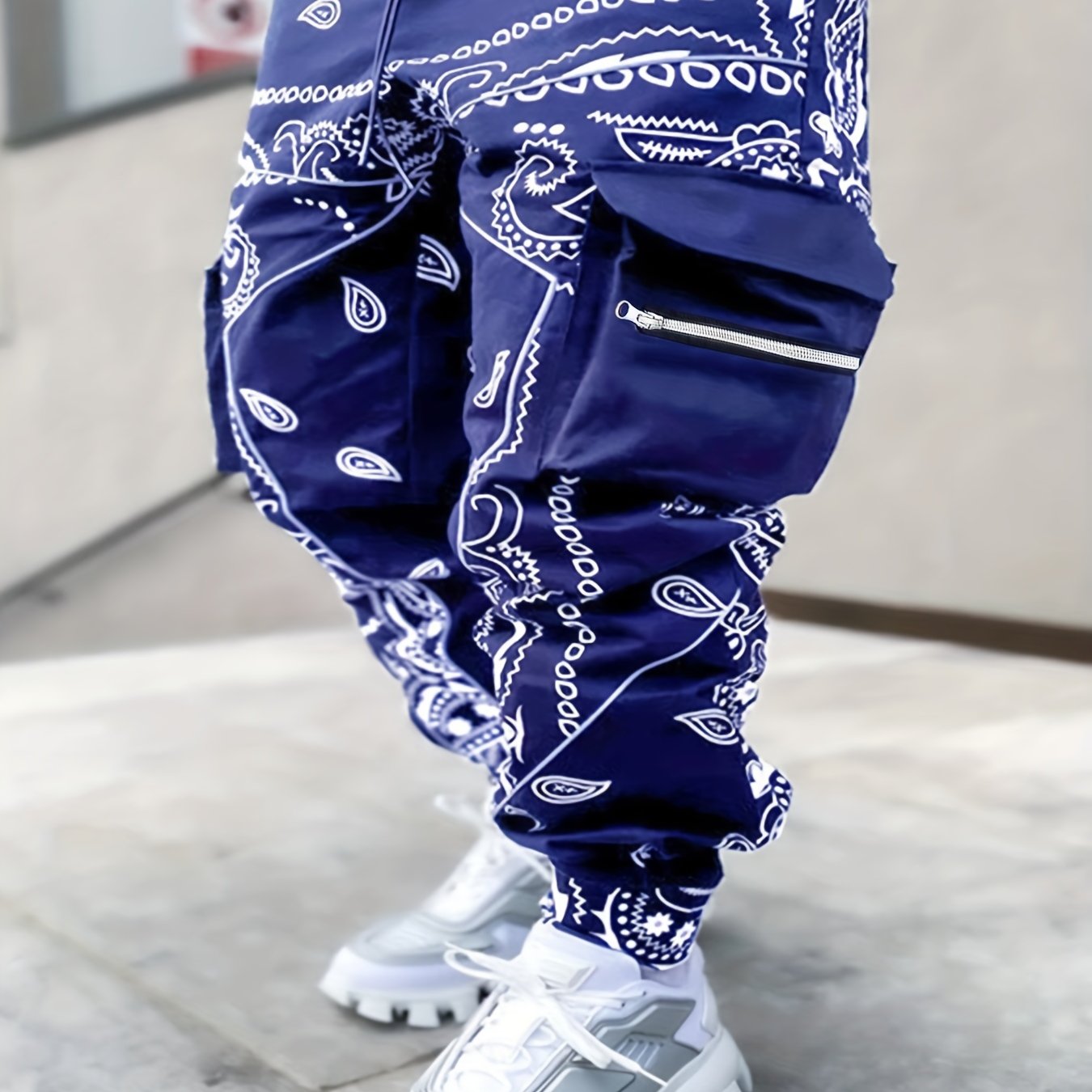 Multi Pocket Loose Fit Cargo Pants, Men's Casual Street Style Joggers with Drawstring for Spring Summer Outdoor Activities
