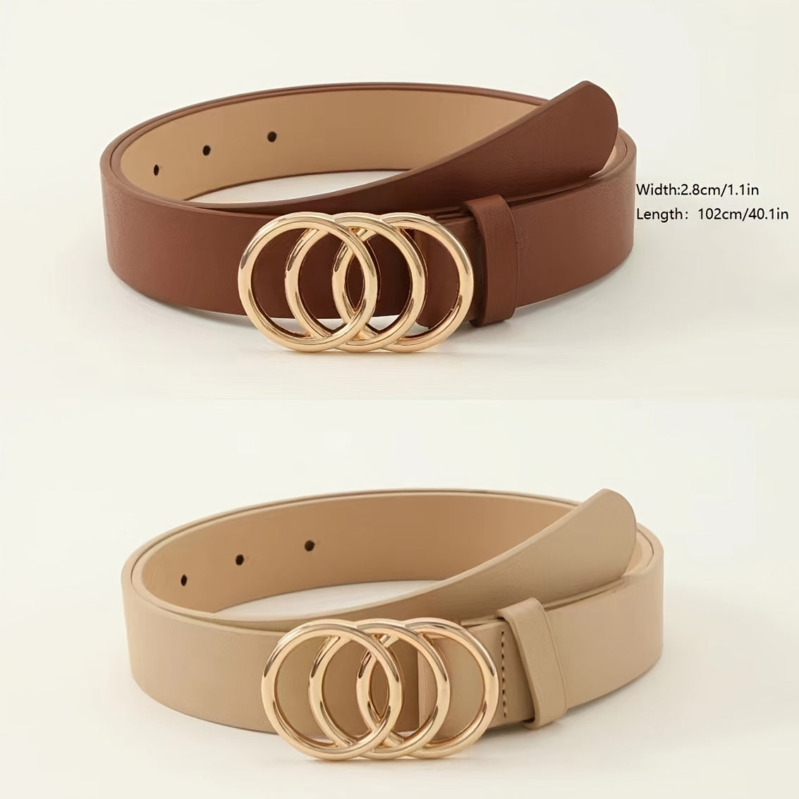 3pcs PU Leather Belts For Women Skinny Waist Belts With Metal Buckle Solid Color Simple Pin Buckle Thin Belt For Pants Jeans Dresses