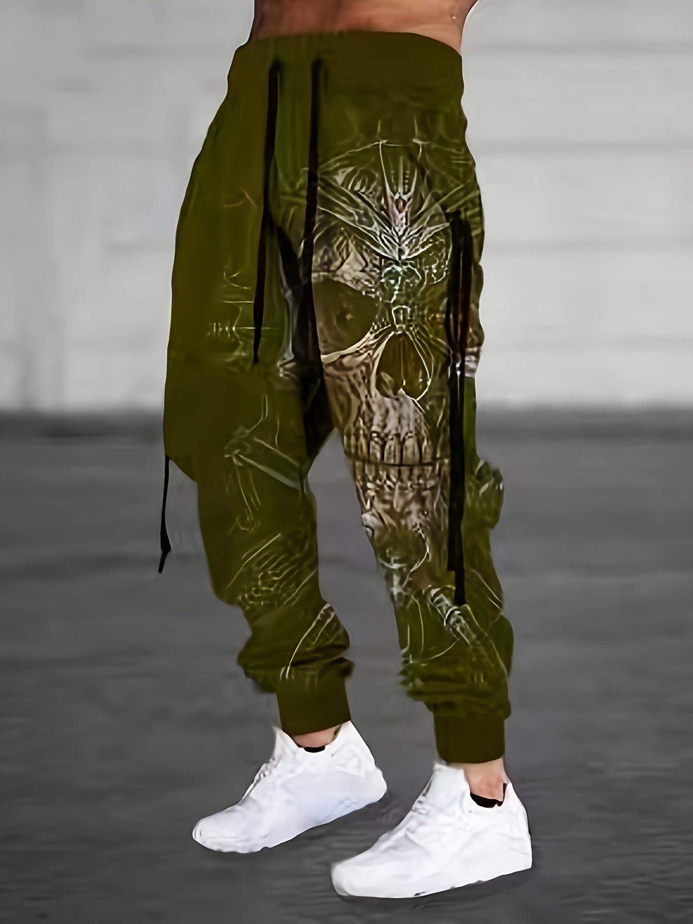 Halloween Skull Print, Men's Drawstring Sweatpants, Casual Comfy Jogger Pants, Men’s Clothing