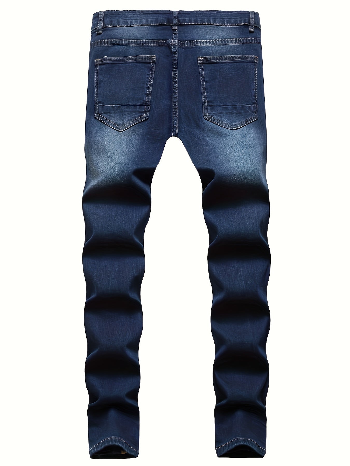 Mid Stretch Slim Fit Ripped Cotton Jeans, Men's Casual Street Style Distressed Denim Pants For Spring Summer