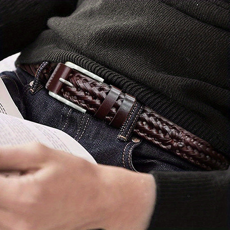Men's Casual Sports Hollow Woven Belt Leather Pants Jeans Belt, Ideal choice for Gifts