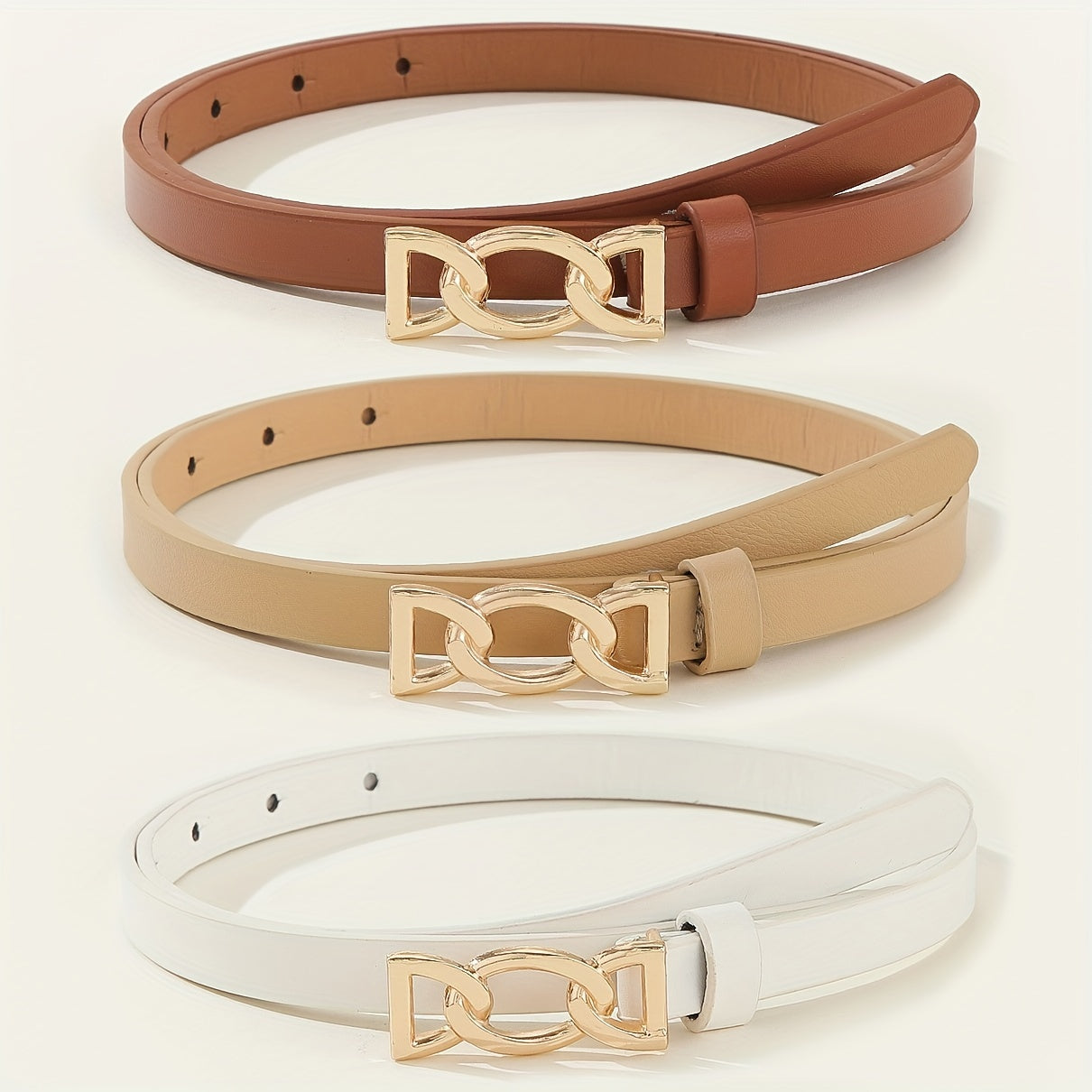 4pcs PU Leather Belts For Women Skinny Waist Belts With Metal Buckle Solid Color Simple Pin Buckle Thin Belt For Pants Jeans Dresses