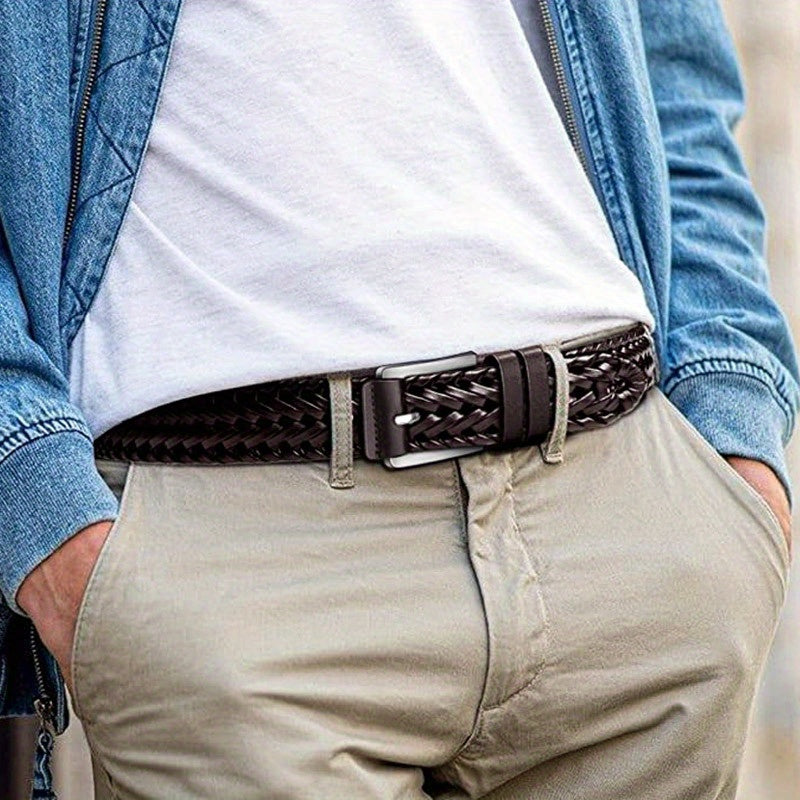 Men's Casual Sports Hollow Woven Belt Leather Pants Jeans Belt, Ideal choice for Gifts