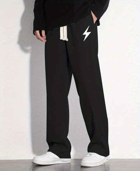 "I'm Not Rude" Cotton Sweatpants, Men's Casual Solid Color Loose Fit Slightly Stretch Drawstring Pants For Spring Summer