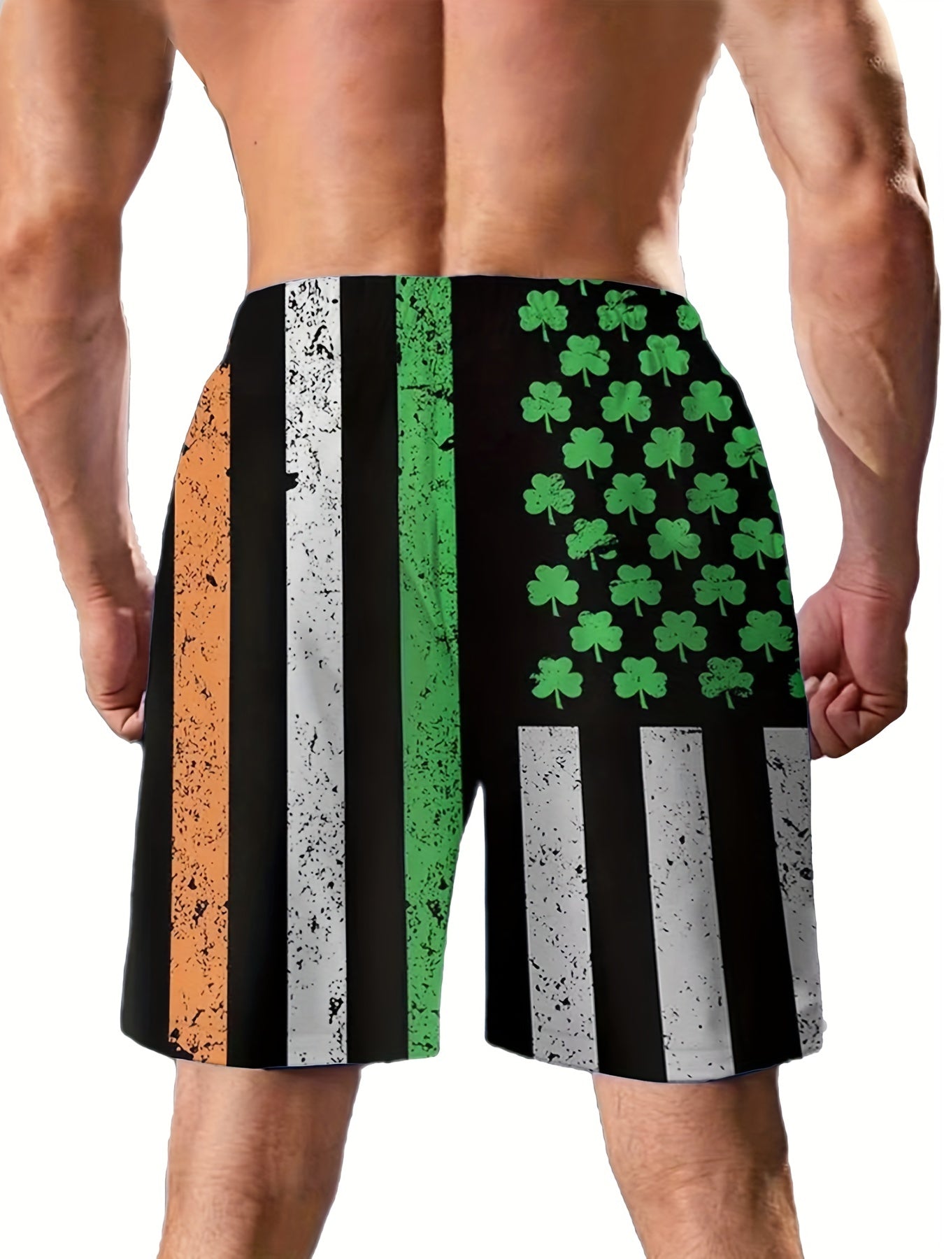 Men's Plus Size "American Flag" Graphic Shorts Beach Pants Holiday Shorts, Elastic Drawstring Sports Short Pants