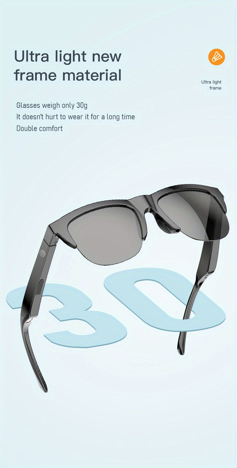 Wireless Smart Sunglasses with Dual Stereo Speakers and HD Mic for Outdoor Sports and Driving