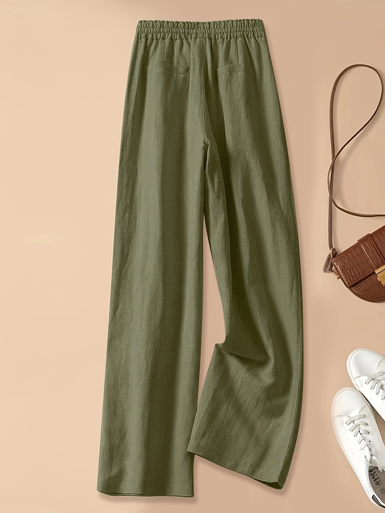 Women's Casual Wide Leg Pants with Elastic Waist for Comfortable Spring and Summer Wear