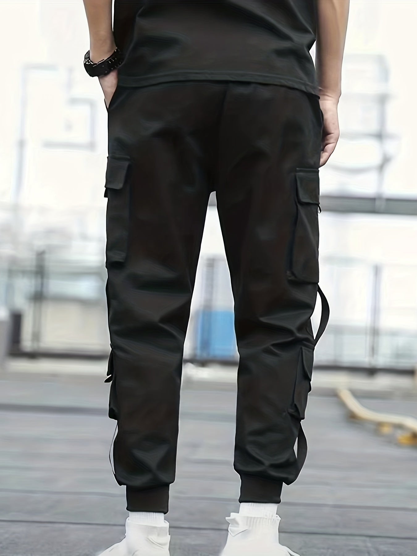 Classic Design Multi Flap Pockets Cargo Pants, Men's Casual Techwear Drawstring Cargo Pants Hip Hop Joggers For Autumn Summer Outdoor